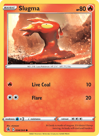 Slugma 034/264 Common Fusion Strike Pokemon Reverse Holo Near Mint