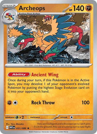 Archeops 051/086 Rare White Flare Pokemon Near Mint