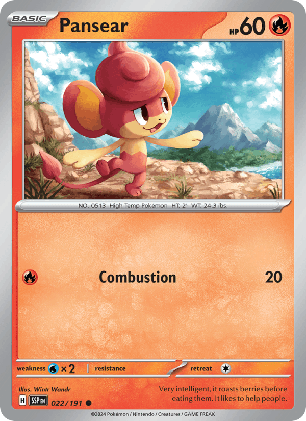 Pansear 022/191 Common Surging Sparks Pokemon Reverse Holo Near Mint