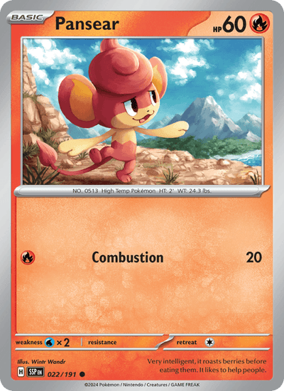 Pansear 022/191 Common Surging Sparks Pokemon Reverse Holo Near Mint