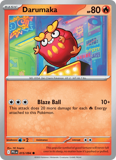 Darumaka 015/094 Common Phantasmal Flames Pokemon Reverse Holo Near Mint