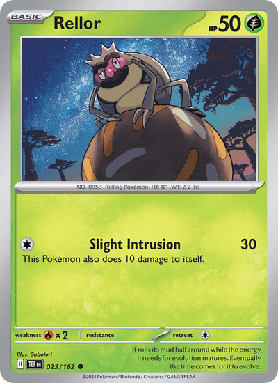 Rellor 023/162 Common Temporal Forces Pokemon Reverse Holo Near Mint