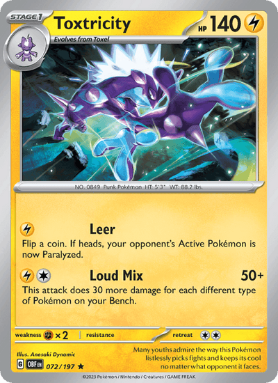 Toxtricity 072/197 Rare Obsidian Flames Pokemon Near Mint