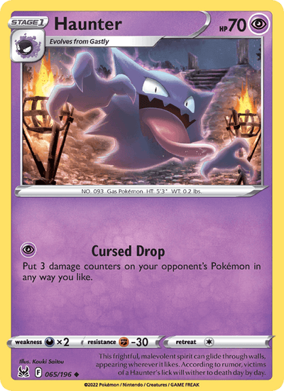 Haunter 065/196 Uncommon Lost Origin Pokemon Near Mint
