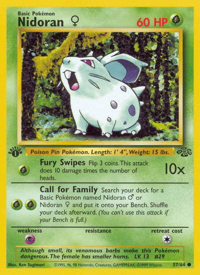 Nidoran F 57/64 Common Jungle Pokemon Near Mint