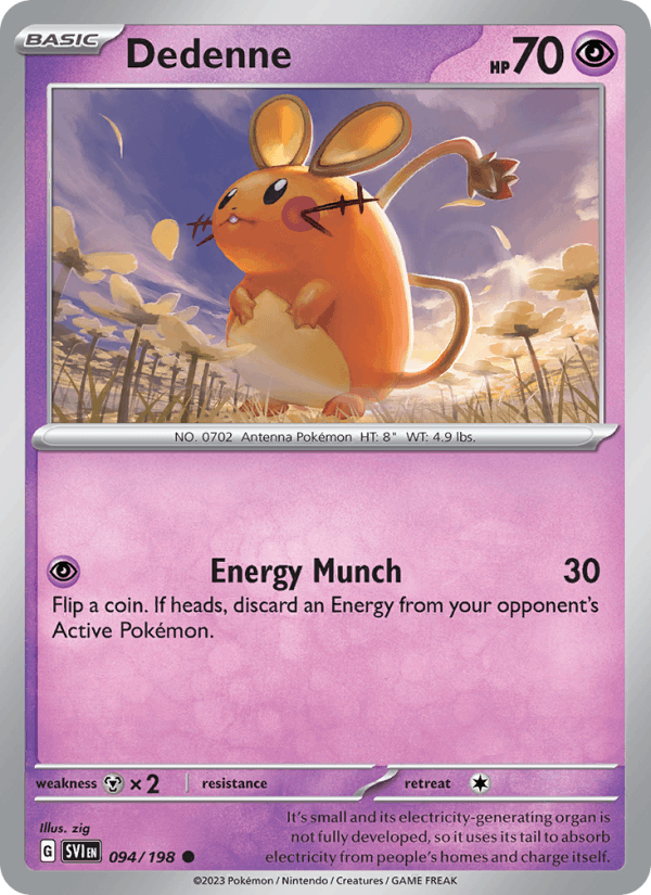 Dedenne 094/198 Common Scarlet & Violet Pokemon Reverse Holo Near Mint