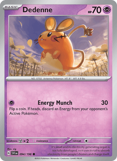 Dedenne 094/198 Common Scarlet & Violet Pokemon Reverse Holo Near Mint
