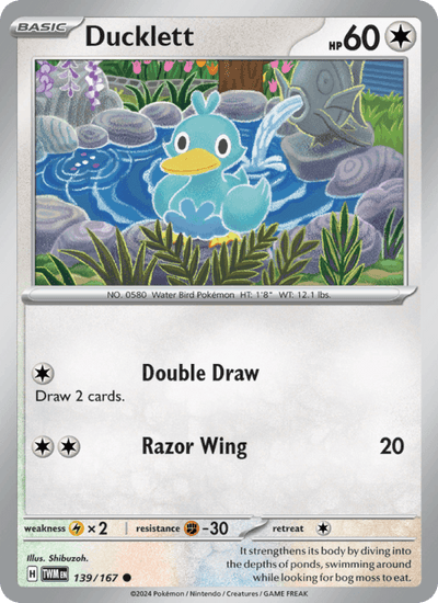 Ducklett 139/167 Common Twilight Masquerade Pokemon Near Mint