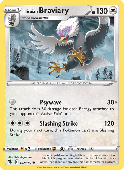 Hisuian Braviary 132/189 Rare Astral Radiance Pokemon Near Mint