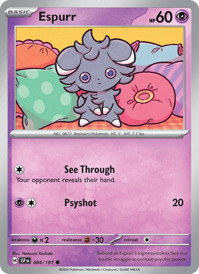 Espurr 084/191 Common Surging Sparks Pokemon Reverse Holo Near Mint