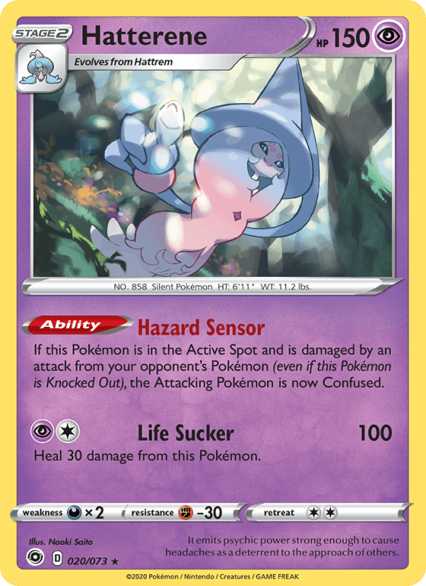Hatterene 020/073 Holo Rare Champion's Path Pokemon Near Mint