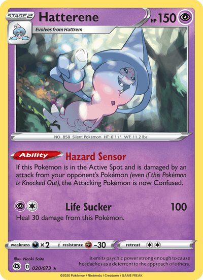 Hatterene 020/073 Holo Rare Champion's Path Pokemon Near Mint