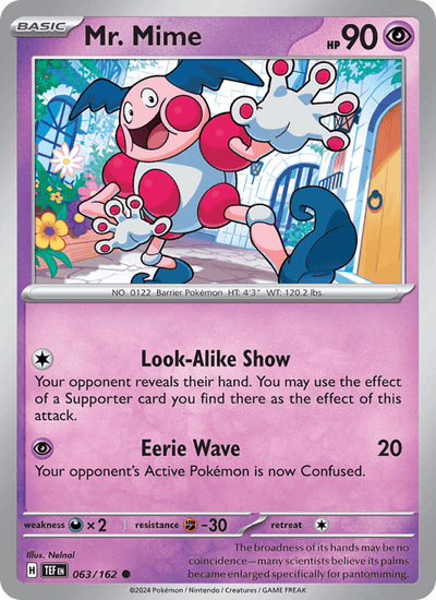Mr. Mime 063/162 Common Temporal Forces Pokemon Reverse Holo Near Mint
