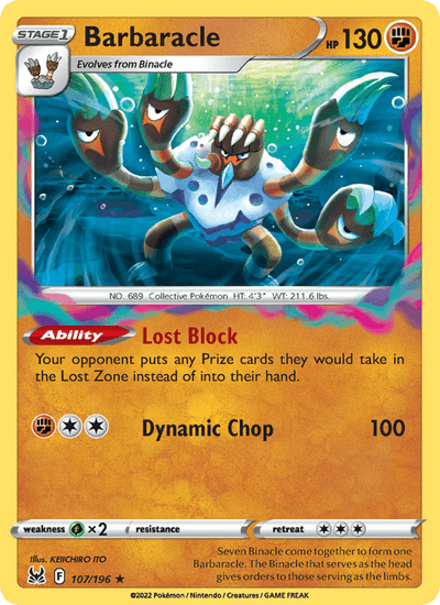Barbaracle 107/196 Holo Rare Lost Origin Pokemon Near Mint