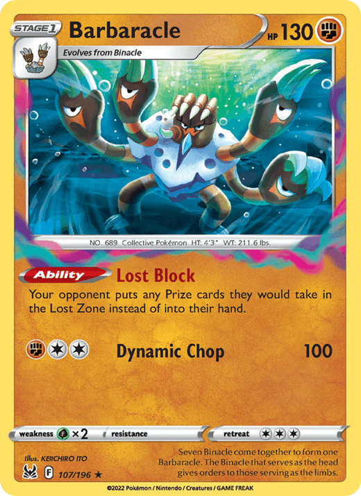Barbaracle 107/196 Holo Rare Lost Origin Pokemon Near Mint