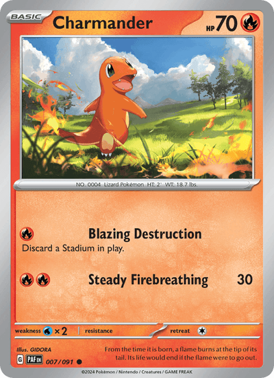 Charmander 007/091 Common Paldean Fates Pokemon Near Mint