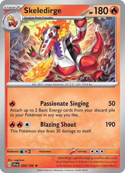 Skeledirge 038/198 Rare Scarlet & Violet Pokemon Near Mint