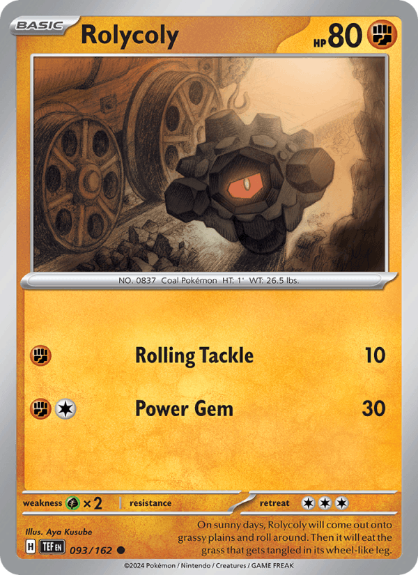 Rolycoly 093/162 Common Temporal Forces Pokemon Reverse Holo Near Mint