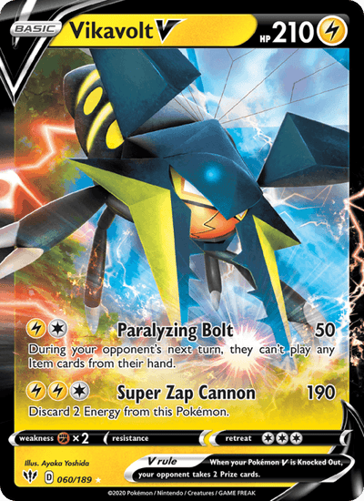 Vikavolt V 060/189 Holo V Rare Darkness Ablaze Pokemon Near Mint