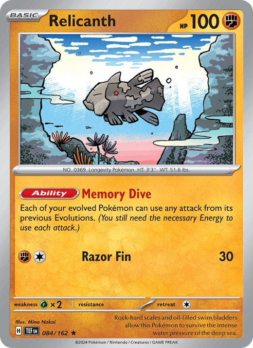 Relicanth 084/162 Rare Temporal Forces Pokemon Near Mint
