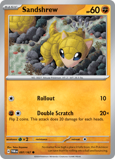 Sandshrew 097/167 Common Twilight Masquerade Pokemon Reverse Holo Near Mint