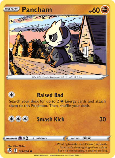 Pancham 149/264 Common Fusion Strike Pokemon Reverse Holo Near Mint