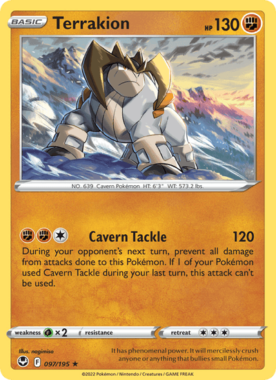 Terrakion 097/195 Holo Rare Silver Tempest Pokemon Near Mint