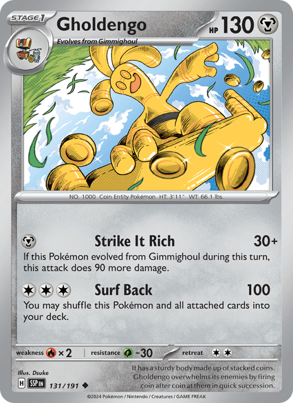 Gholdengo 131/191 Uncommon Surging Sparks Pokemon Reverse Holo Near Mint