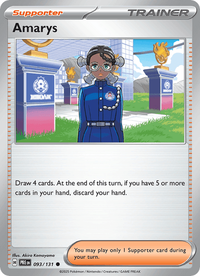 Amarys - 093/131 093/131 Common SV: Prismatic Evolutions Pokemon Reverse Holo NM