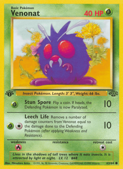 Venonat 63/64 Common Jungle Pokemon Near Mint