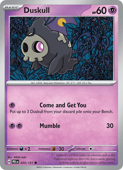 Duskull 035/131 Common SV: Prismatic Evolutions Pokemon Near Mint