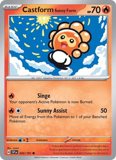 Castform Sunny Form 020/191 Common Surging Sparks Pokemon Reverse Holo Near Mint