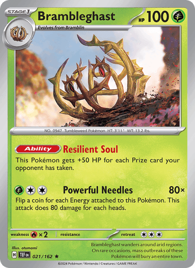 Brambleghast 021/162 Rare Temporal Forces Pokemon Holo Near Mint