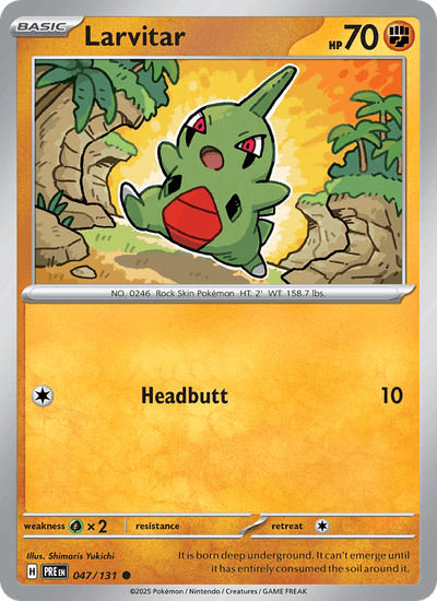 Larvitar 047/131 Common SV: Prismatic Evolutions Pokemon Reverse Holo Near Mint