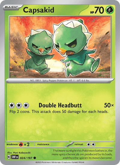 Capsakid 024/197 Common Obsidian Flames Pokemon Near Mint