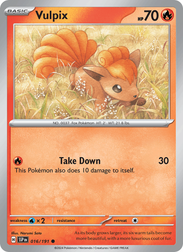 Vulpix 016/191 Common Surging Sparks Pokemon Reverse Holo Near Mint