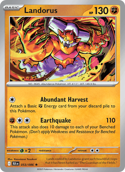 Landorus 053/086 Rare Black Bolt Pokemon Near Mint