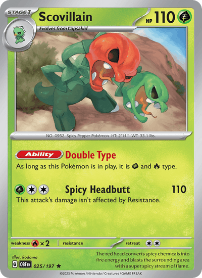 Scovillain 025/197 Rare Obsidian Flames Pokemon Near Mint