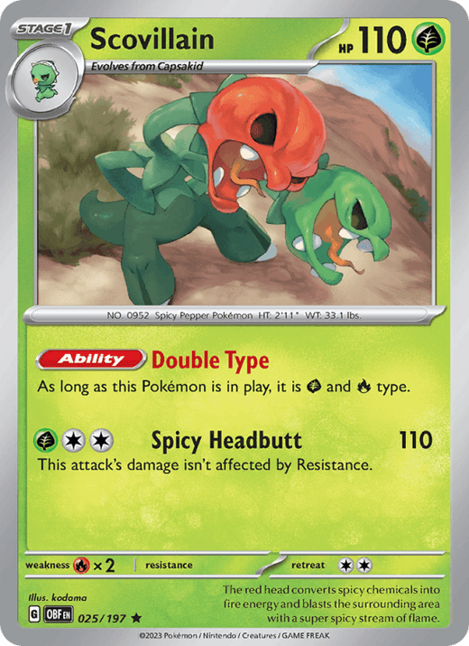 Scovillain 025/197 Rare Obsidian Flames Pokemon Near Mint