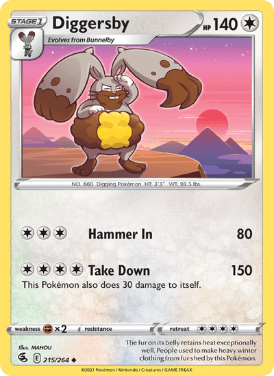 Diggersby 215/264 Uncommon Fusion Strike Pokemon Reverse Holo Near Mint