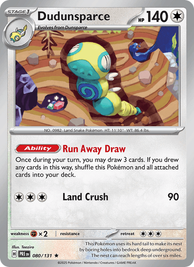 Dudunsparce 080/131 Holo Rare SV: Prismatic Evolutions Pokemon Reverse Holo NM
