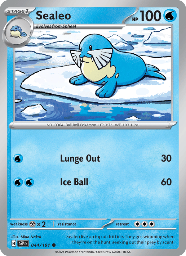 Sealeo 044/191 Common Surging Sparks Pokemon Reverse Holo Near Mint