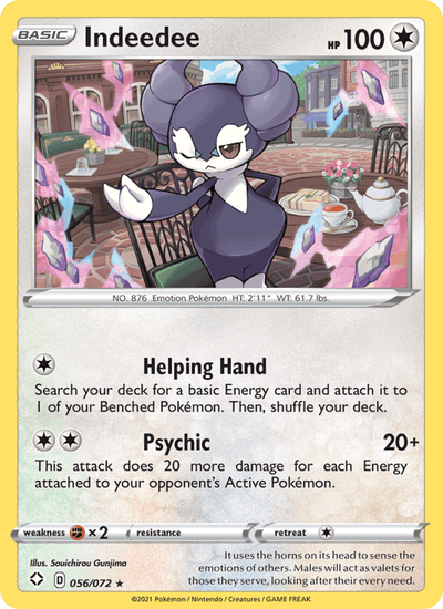 Indeedee 056/072 Holo Rare Shining Fates Pokemon Near Mint
