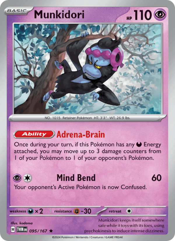 Munkidori 095/167 Rare Twilight Masquerade Pokemon Holo Near Mint