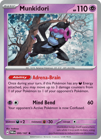 Munkidori 095/167 Rare Twilight Masquerade Pokemon Holo Near Mint
