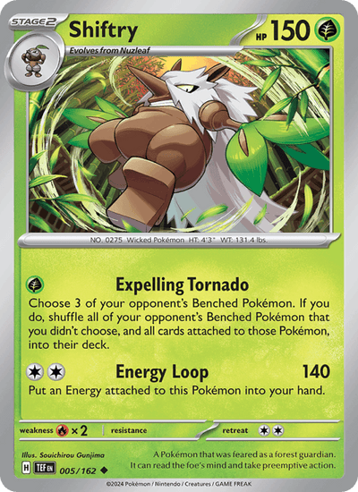 Shiftry 005/162 Uncommon Temporal Forces Pokemon Reverse Holo Near Mint