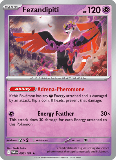 Fezandipiti 096/167 Rare Twilight Masquerade Pokemon Near Mint