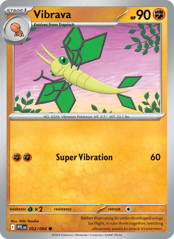 Vibrava 052/094 Common Phantasmal Flames Pokemon Reverse Holo Near Mint