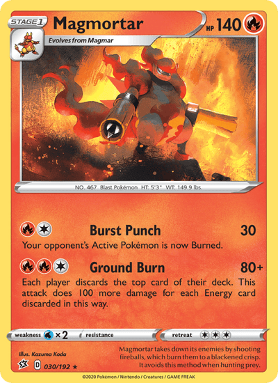 Magmortar 030/192 Rare Rebel Clash Pokemon Near Mint