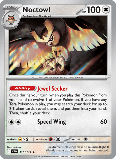 Noctowl 115/142 Rare Stellar Crown Pokemon Holo Near Mint